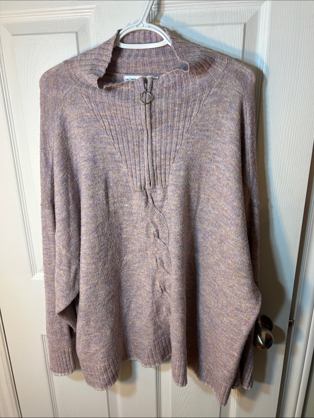 Pennington’s Women’s Lavender Zip-Neck Cable Trim Sweater size 2X